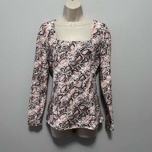 Boston Proper Snakeskin Print Square Neck Top Size M